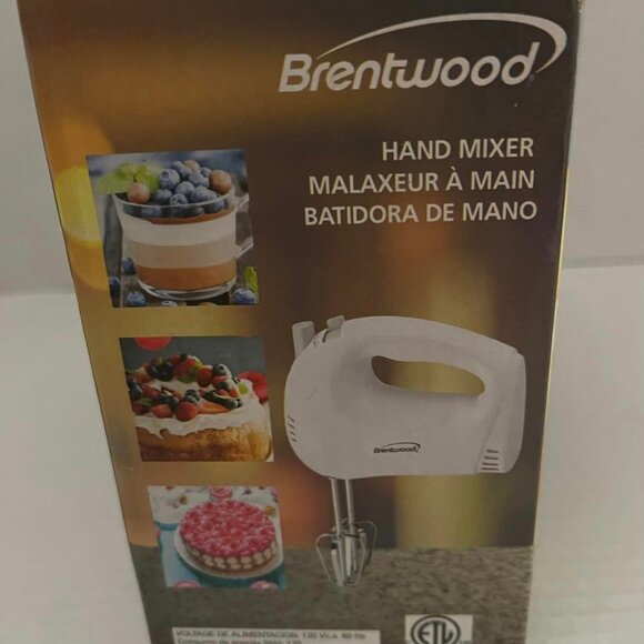 Brentwood HM-45 WHITE 150W 5-Speed Lightweight Ergonomic Hand Mixer w Heel Rest - Picture 3 of 5